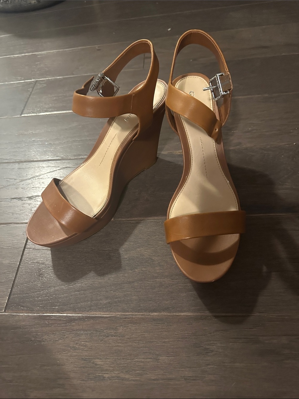 Gianni Bini Cognac Tan Wedge Sandals